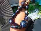 255 gr 11 Beads Necklace 16 in Indonesia Red Blue Amber for Healing AR5