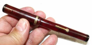 Vintage/Antique Salz Bros Oversize Fountain Pen W/14K Gold Plate #4 Nib Burgundy - Picture 1 of 11