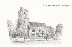 RAYLEIGH, HOLY TRINITY CHURCH, Essex, Drawing - Vintage POSTCARD - Foto 1 di 2