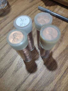  BU ROLLs Lincoln cent (4)(50)1972s 1973 1974 2974d rolled bag coins from mint  - Picture 1 of 3