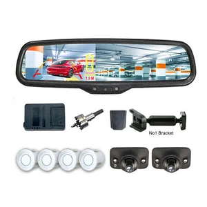 4.3" Mirror Monitor 4x Parking Radar Sensor 2 Backup Camera 360 Front Rear View - Picture 1 of 14