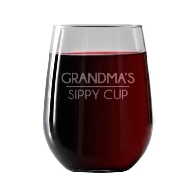 Taza Grandmas Sippy | Copa de vino sin tallo 17 oz + tarjeta de emparejamiento Foto 1 de 4