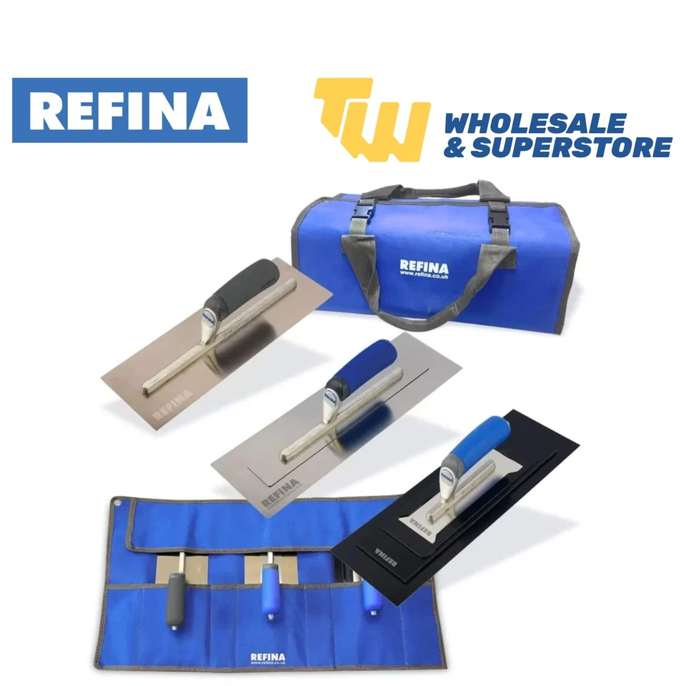 Refina Trowel Set Superflex / Plazi / Finatex & Holder TRIO Plastering Finishing