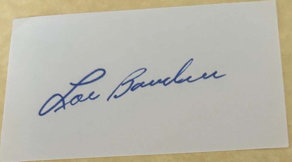 Lou Boudreau 5x7 Index Card * Red Sox Autograph * HOF  * Mary Fals Collection - Image 1 of 1