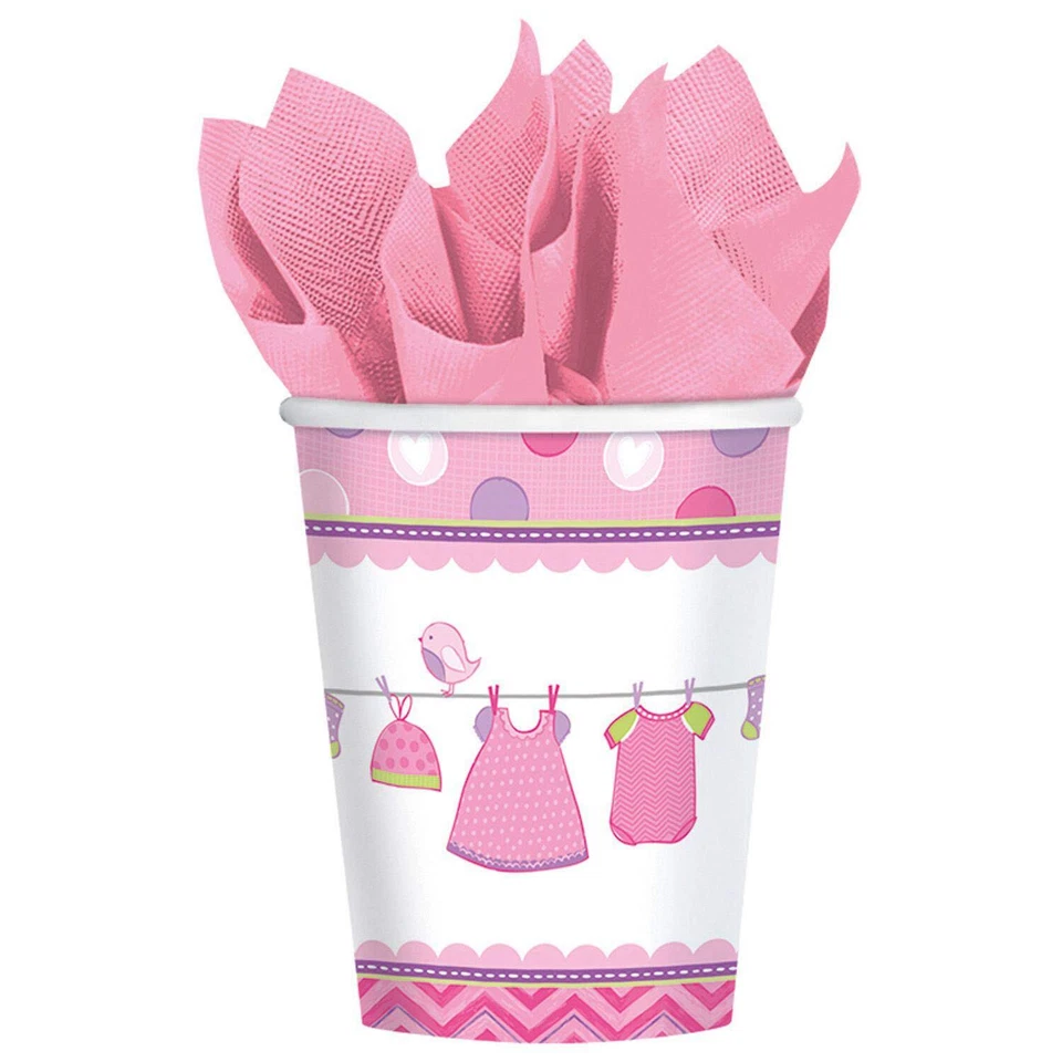 Shower with Love Girl Chevron Polka Dot Baby Shower Party 9 oz. Paper Cups - Image 1 of 1