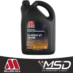 Millers Oils Classic 4T 20w-50 Mineral Motorcycle Engine Oil - 4 Litres - Picture 1 of 7