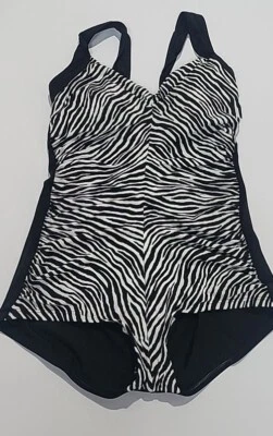 Nuevo traje de baño de una pieza GABAR para mujer negro blanco con estampado animal cebra talla: 16  Foto 1 de 4
