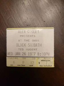 Black Sabbath Ozzy Nugent Technical Ecstasy Ticket Stub Jan 1977 Atlanta RAR! - Bild 1 von 6