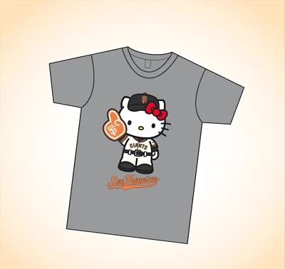 NEW CUTE SAN FRANCISCO SF GIANTS HELLO KITTY GRAY MEDIUM T-SHIRT, SGA - Image 1 of 3