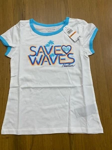 Nautica Girls T-shirt NWT! S(7) Save Our Waves 🌊  So Pretty!🌴retail $22.50 - Picture 1 of 9