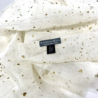 RANDI & WILL Lana Seda Bufanda Estola Pintura Dorada Salpicaduras Hecho en India Nuevo sin Etiquetas Foto 1 de 4