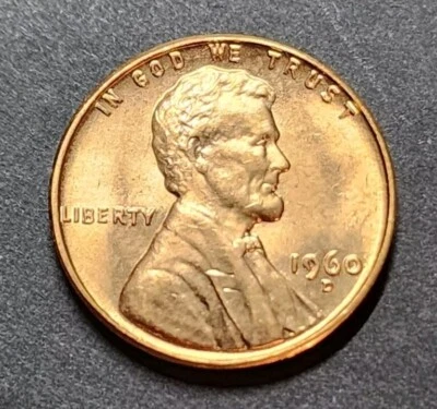 1960-D LINCOLN SMALL DATE SM DT - "DIE CHIP ERROR" ON REVERSE 'S' - BU+ RED UNC - Image 1 of 2