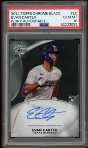 Evan Carter 2024 Topps Chrome Black Ivory Autographs Auto RC /50 PSA 10 - Picture 1 of 2