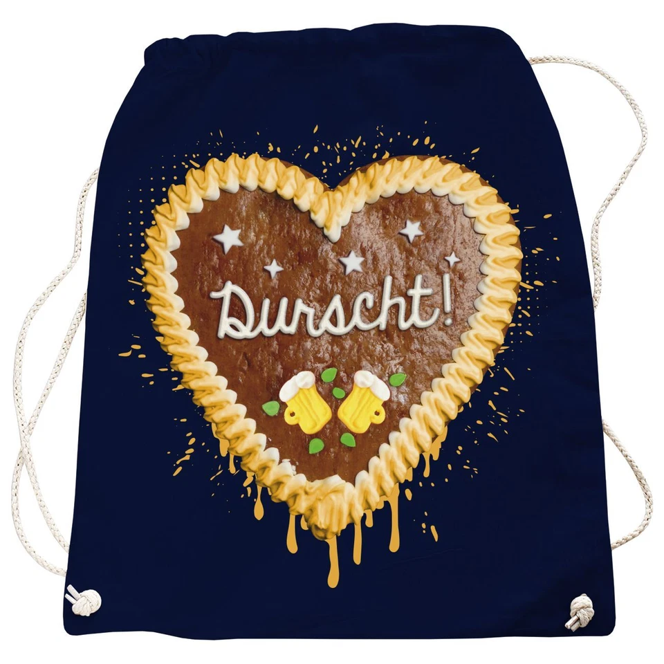 MARKENLOS Rucksack Tasche Beutel Lebkuchenherz Bier DURSCHT Oktoberfest Funshirt Frech