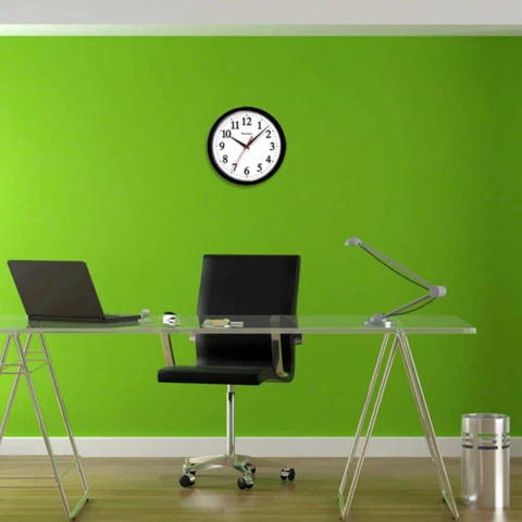 Corded Wall Clock 14 inch Black Electric with AC Adapter Included Battery Backup Cover