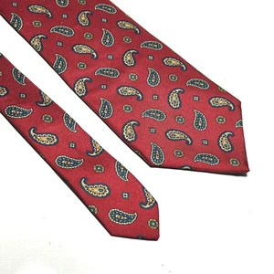 Duke Mens Tie Burgundy Silk Paisley Print 59” Long Neck Tie Made In USA - Picture 1 of 5