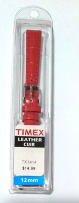 Timex Ladies Womens Red Genuine Leather Crocodile Grain 12mm Regular Watch Band - Image 1 of 4
