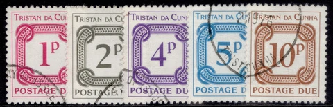 TRISTAN DA CUNHA QEII SG D6-D10, 1976 postage due set, VERY FINE USED Cover