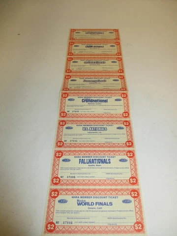 Vintage NHRA Member discount Tickets WINTERNATIONALS X9 Cover