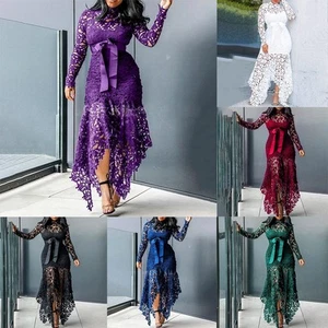 Gorgeous Purple Lace Maxi Dress Plus Size Women's Prom Evening Party Wear - Picture 1 of 16
