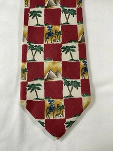 Egypt theme silk tie - Gambarini - Italian made - pyramids/camels - Picture 1 of 4