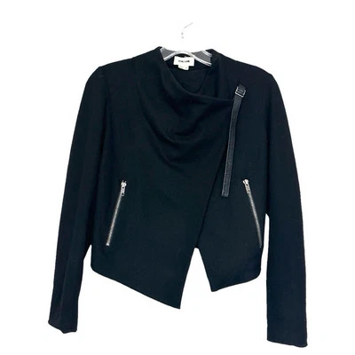 Helmut Lang Sonar Wool Cropped Moto Jacket Black Size P - Image 1 of 4