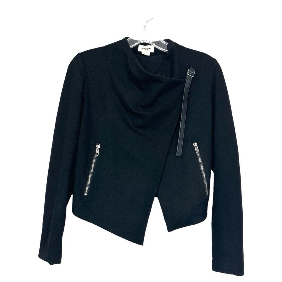 Helmut Lang Sonar Wool Cropped Moto Jacket Black Size P - Image 1 of 4