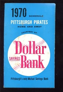1970 MLB Baseball Dollar Bank Pittsburgh Pirates Pocket Schedule EX - Picture 1 of 1