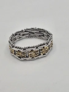 Vintage Sterling Silver Mesh Ring Band with Gold Tones IBB Italy Size 9 - Picture 1 of 10