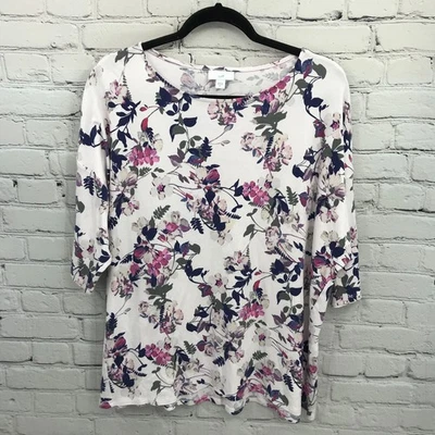 Blusa informal pulóver floral rosa extra grande Jill Top para mujer manga corta Foto 1 de 4
