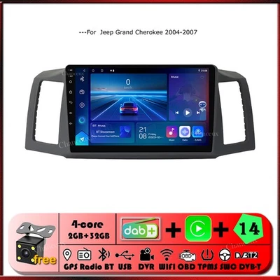 9"Android 14 Car Radio Stereo Carplay GPS SAT Navi For Jeep Grand Cherokee 04-07 - Image 1 of 4