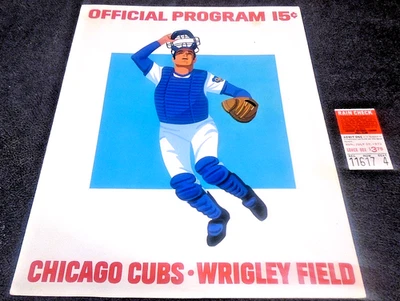 1973 CHICAGO CUBS PROGRAM SCORECARD V ST LOUIS CARDINALS RARE PLUS TICKET MLB - Image 1 of 4