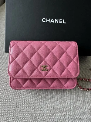 CHANEL Wallet On Chain Pink Caviar Mini WOC Gold Hardware - Image 1 of 4