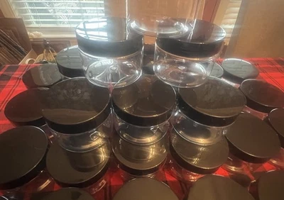 38 recipientes redondos de plástico transparente de 4 oz con tapas negras para cremas para suministros de artesanía Foto 1 de 2
