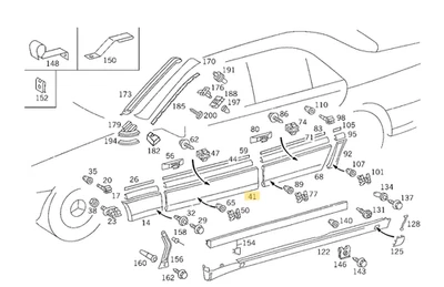 Guarnição inferior da porta dianteira Mercedes-Benz LH - 140-690-43-40 - Para S420, 300SD e mais - Imagem 1 de 4