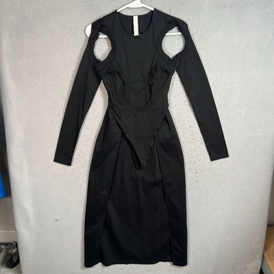 Vestido midi Dion Lee negro manga larga recortado talla XXS Foto 1 de 4