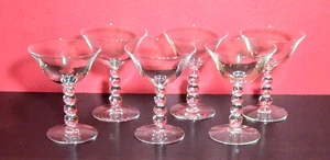Imperial Glass Candlewick 4 Ball Stem Tall Glasses Set of 6/Sherbet/Wine - Picture 1 of 4