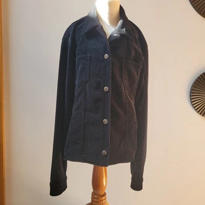 Jones New York Signature sz L Velvet Jacket black stretchy silver Buttons - Image 1 of 4