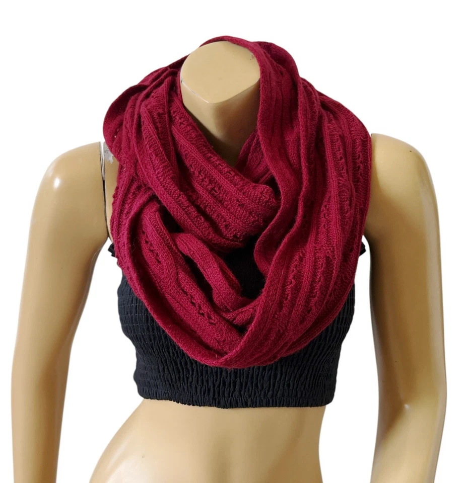 Suéter tejido infinito bufanda CELESTE granate rojo mezcla de lana cachemir Foto 1 de 4
