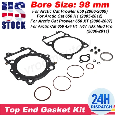 Kit de juntas de extremo superior de EE. UU. # C7220 para Arctic Cat 650 H1 TRV TBX ATV y Prowler 650 XT Foto 1 de 4
