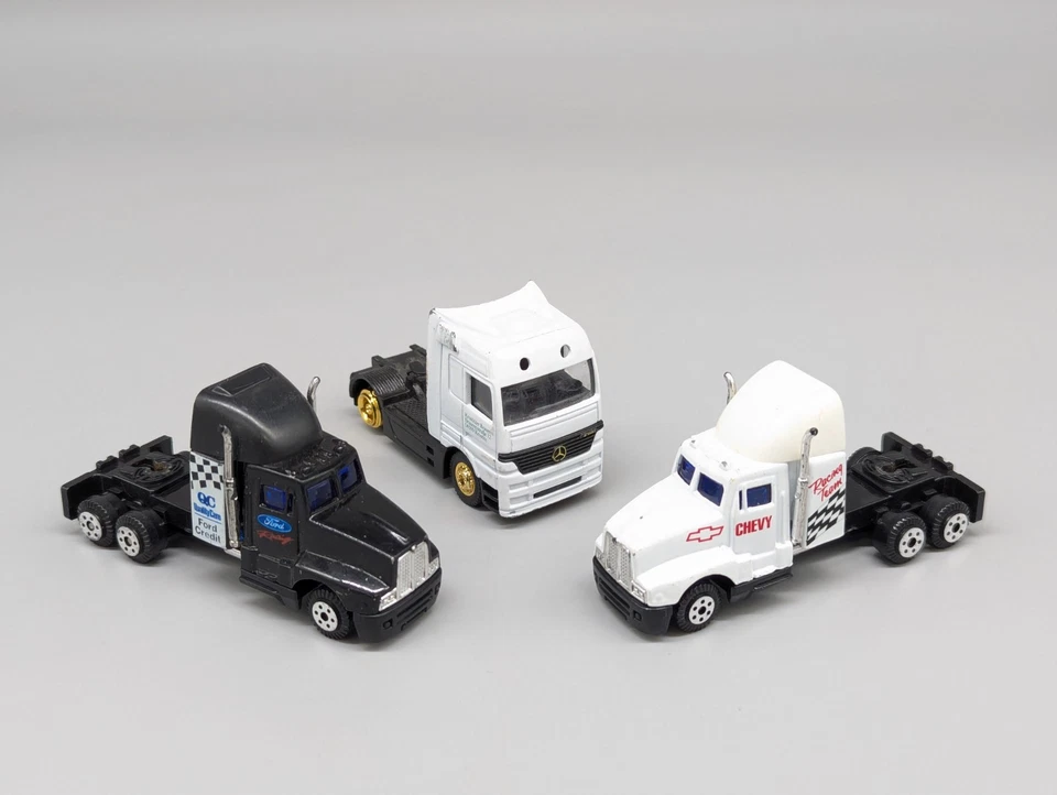High Speed Diecast Semi Truck Cab Lot Chevy Team Racing Ford Mercedes Benz 1/64 - Image 1 of 4