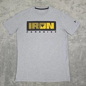 Under Armour Project Rock Shirt Mens Medium Gray Iron Paradise Tee Athletic Gym - Picture 1 of 12