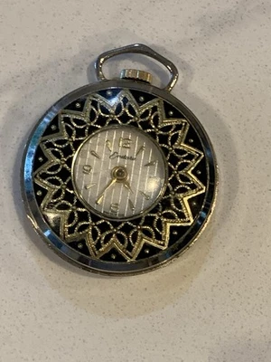 Vtg Endura Small Pendant Ladies Pocket Watch-Works Stainless Nice  - Image 1 of 4