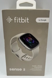 Fitbit Sense 2 Advanced Health and Fitness Smartwatch (Lunar White/Platinum)-NEW - Picture 1 of 6
