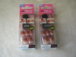 2 Impress LIGHTEN UP Press-On 24 Nails Nude Pink Gold Glitter in Bottle 60661 - Picture 1 of 6