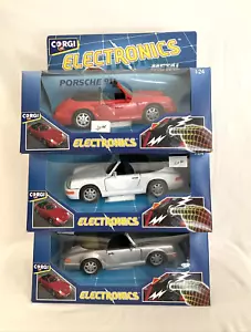 Lot of 3: Corgi Electronics Metal Porsche 911. 1:24 Vintage 1991 NEW! Not tested - Picture 1 of 10