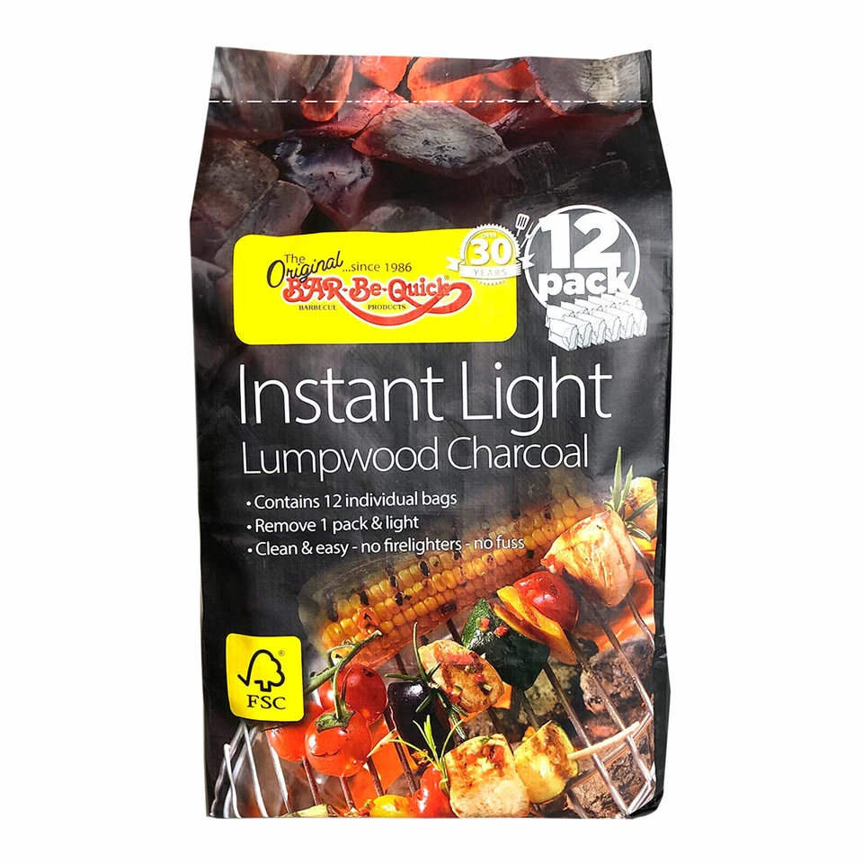 Bar-Be-Quick Instant Light Lumpwood Charcoal Pack of 12