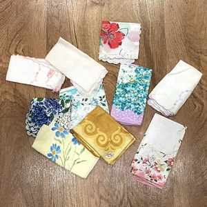 Juego De Colección De 10 Pañuelos Pañuelos Colorido Floral Bordado Serigrafía - Imagen 1 de 12