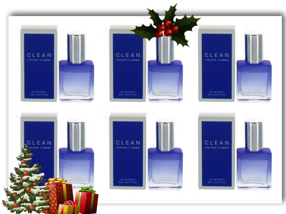 6 ЧИСТЫЙ ХЛОПОК футболка EDP духи мини брызги аромат .21 унций путешествий размер TSA - Изображение 1 из 2