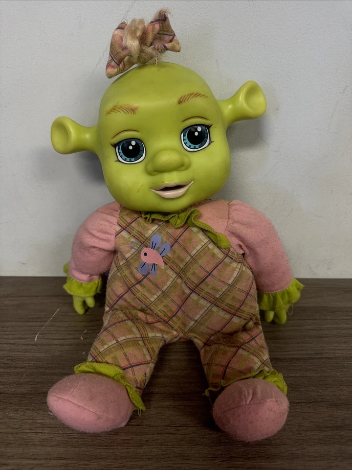 史瑞克 2007 Felicia Ogre 婴儿娃娃 14 英寸柔软玩具硬质身体和手部 MGA 可正常工作 — 第 1/4 张图片